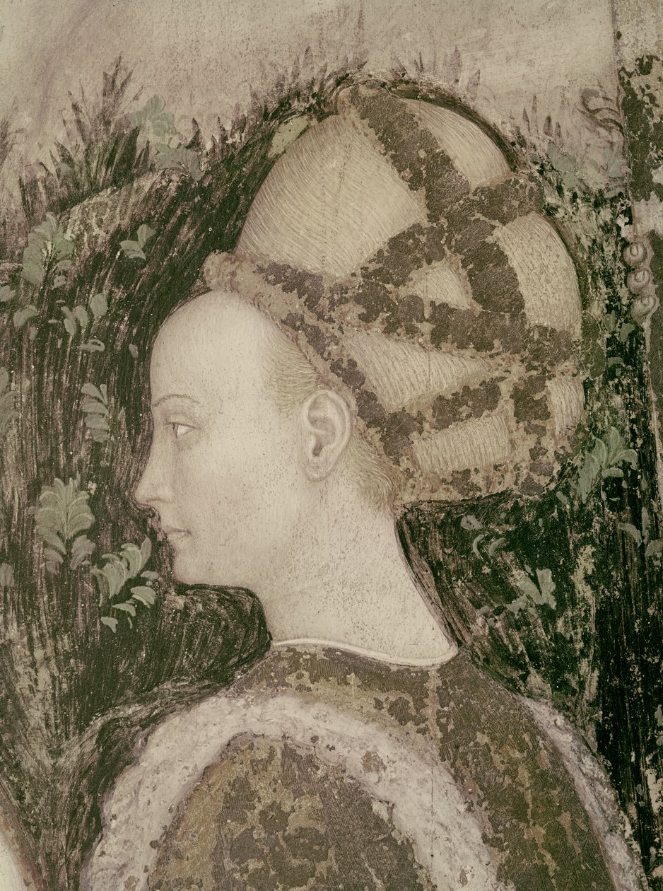圣乔治和特拉比松公主，公主头的细节，c.1433-38 作者 安东尼奥·皮萨内洛