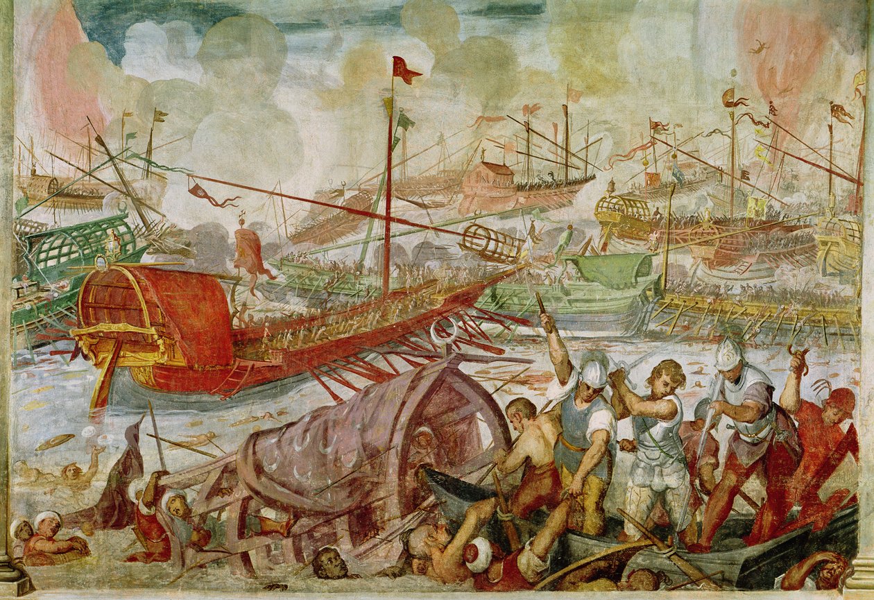 勒庞托战役，1571年10月，1600年（壁画） 作者 安东尼奥·瓦西拉奇（Antonio Vassilacchi）