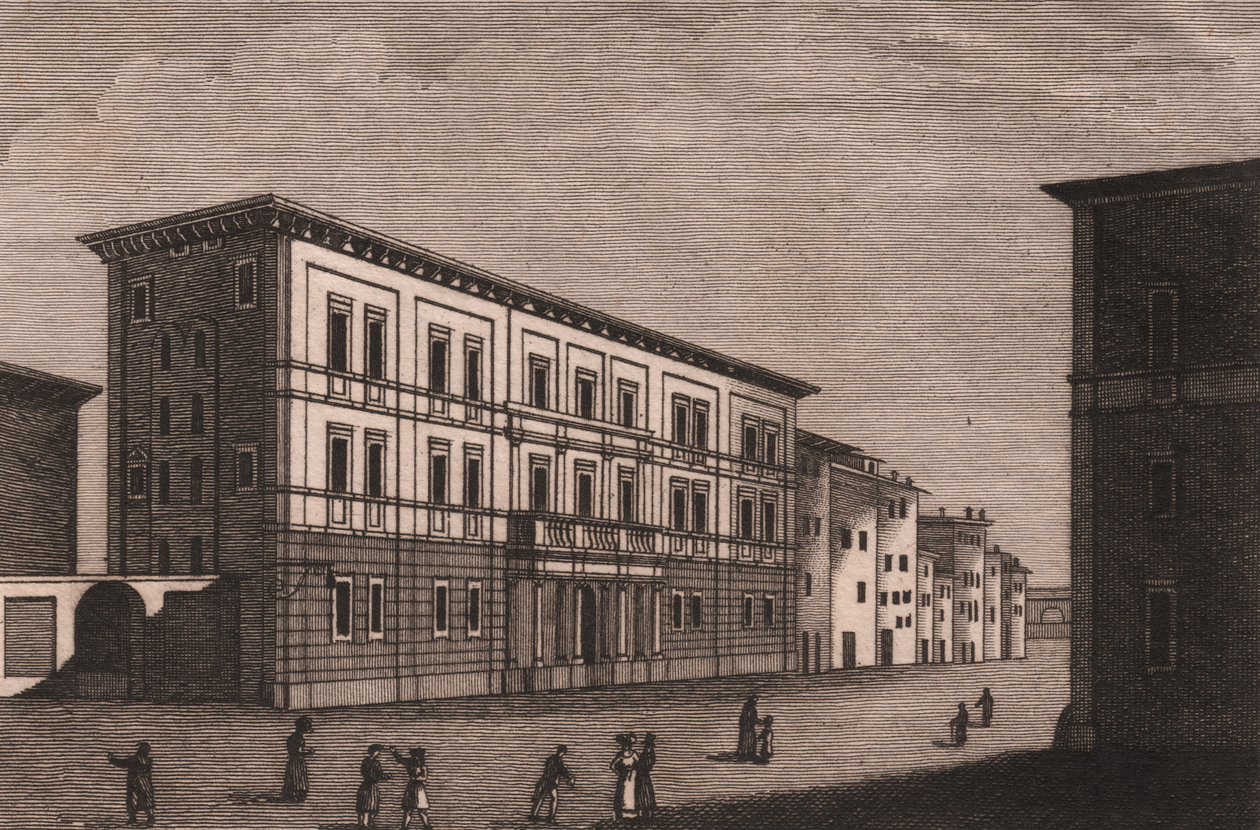 意大利托斯卡纳皮斯托亚圣公会宫殿景观，安东尼奥·摩根（Antonio Morghen，1788-1853 年）铜版画，约 13x9.5 厘米 作者 安东尼奥 (1788 1853) 摩根