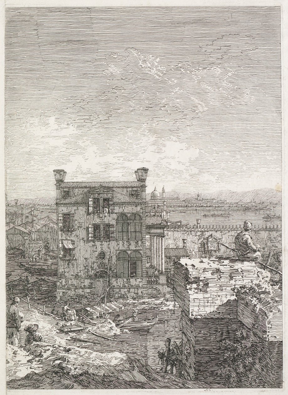 风景：六列包围的房屋，1735-1746年。 作者 乔瓦尼·安东尼奥运河（Canaletto）