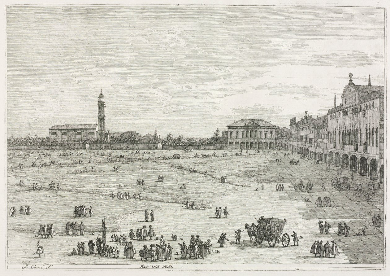 意见：Pràdella Valle，帕多瓦，1735-1746年。 作者 乔瓦尼·安东尼奥运河（Canaletto）