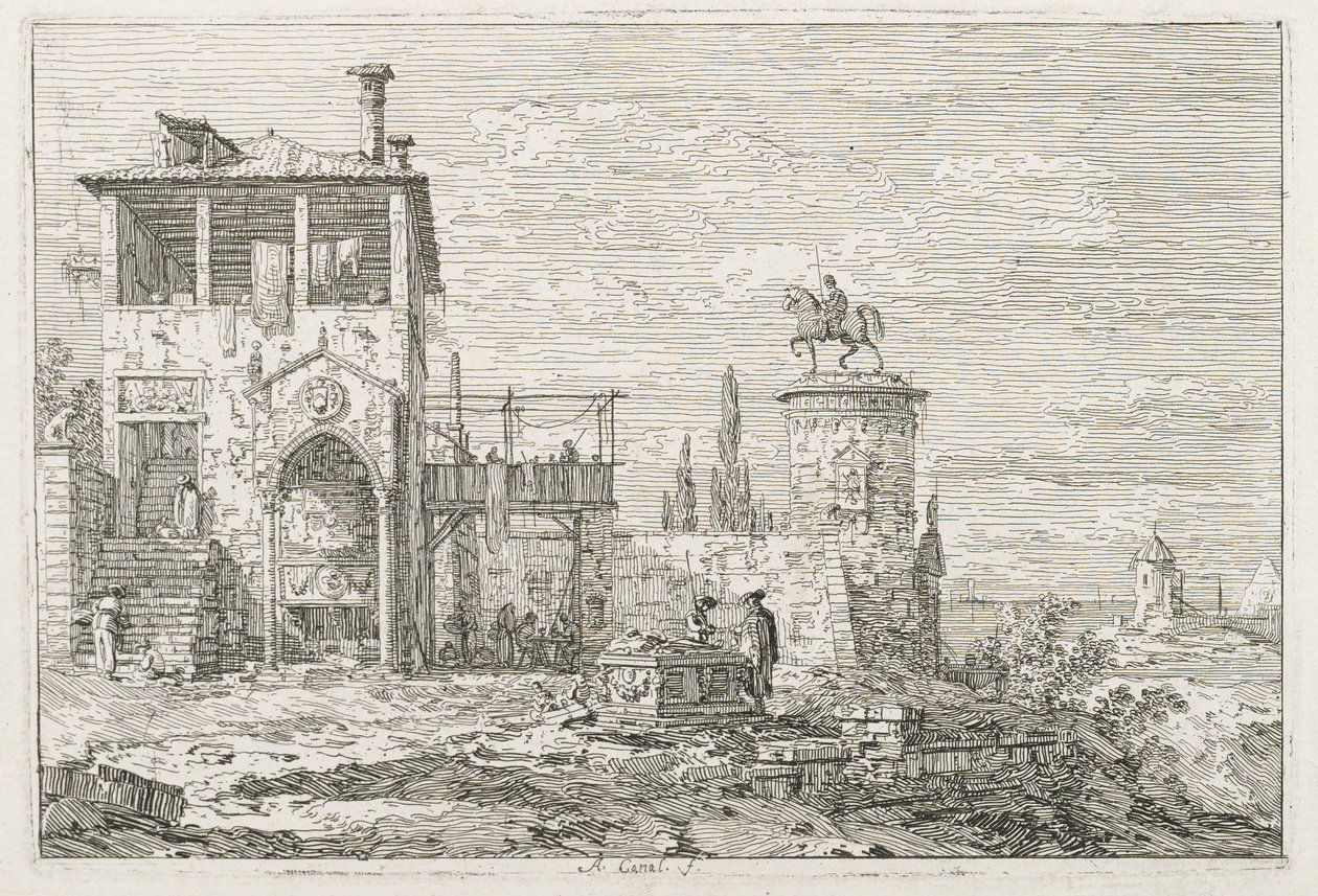 风景：马术纪念碑，1735-1746年。 作者 乔瓦尼·安东尼奥运河（Canaletto）