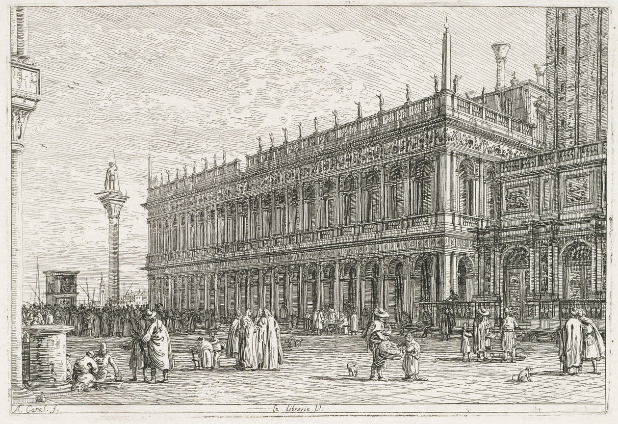 视图：图书馆，威尼斯，1735-1746年。 作者 乔瓦尼·安东尼奥运河（Canaletto）