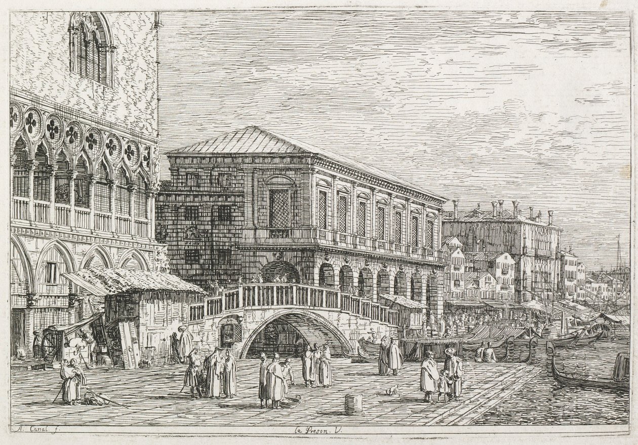 视图：监狱，威尼斯，1735-1746年。 作者 乔瓦尼·安东尼奥运河（Canaletto）