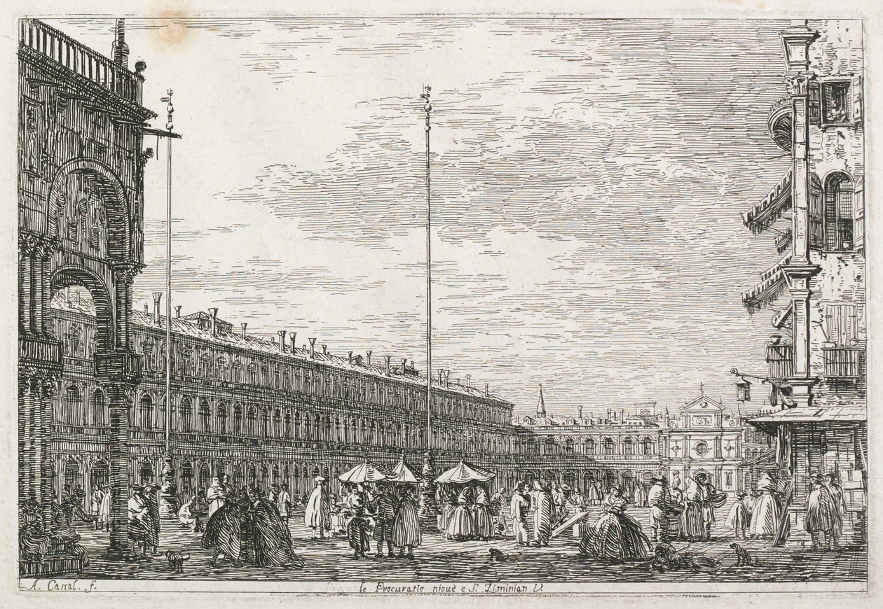 意见：检察官宫殿和圣吉米宁教堂，威尼斯，1735-1746年。 作者 乔瓦尼·安东尼奥运河（Canaletto）