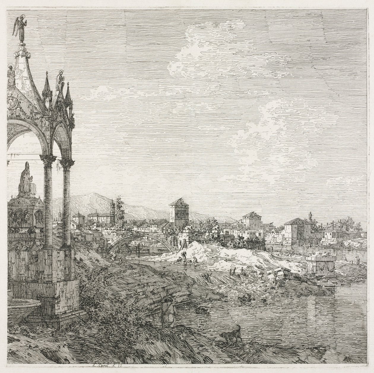 意见：主教的坟墓，1735-1746年。 作者 乔瓦尼·安东尼奥运河（Canaletto）