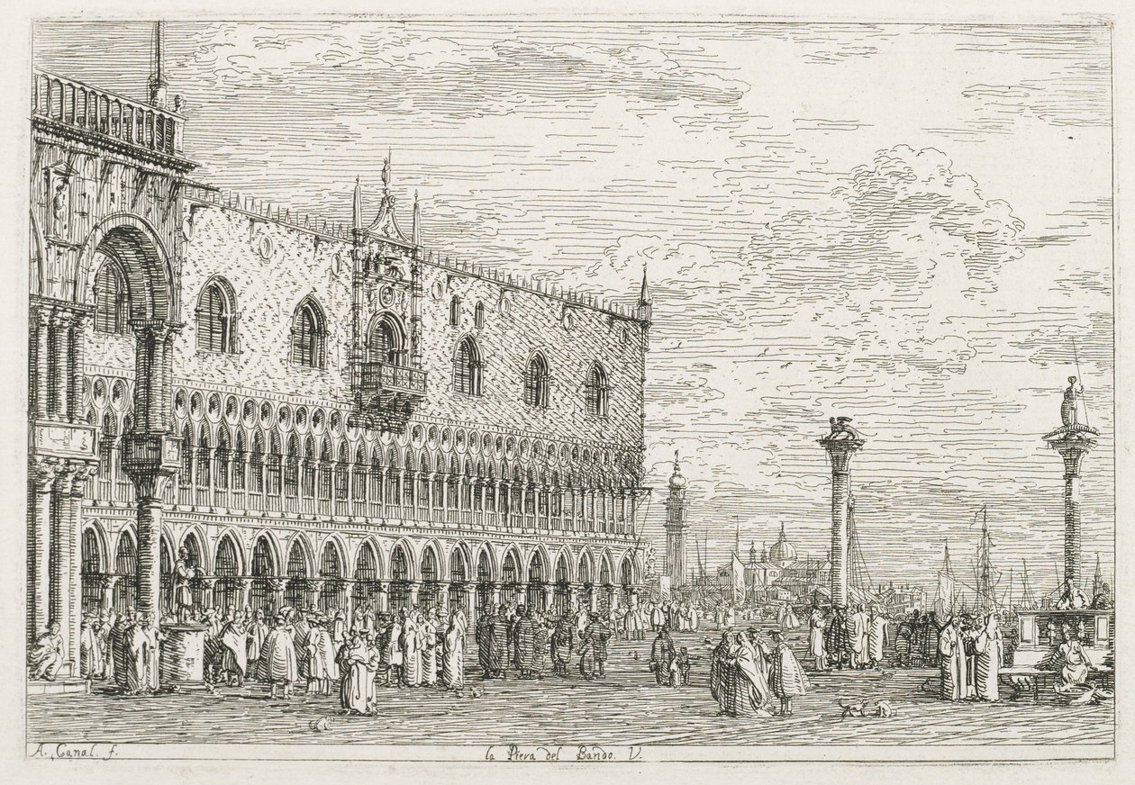视图：威尼斯的宣告石，1735-1746年。 作者 乔瓦尼·安东尼奥运河（Canaletto）