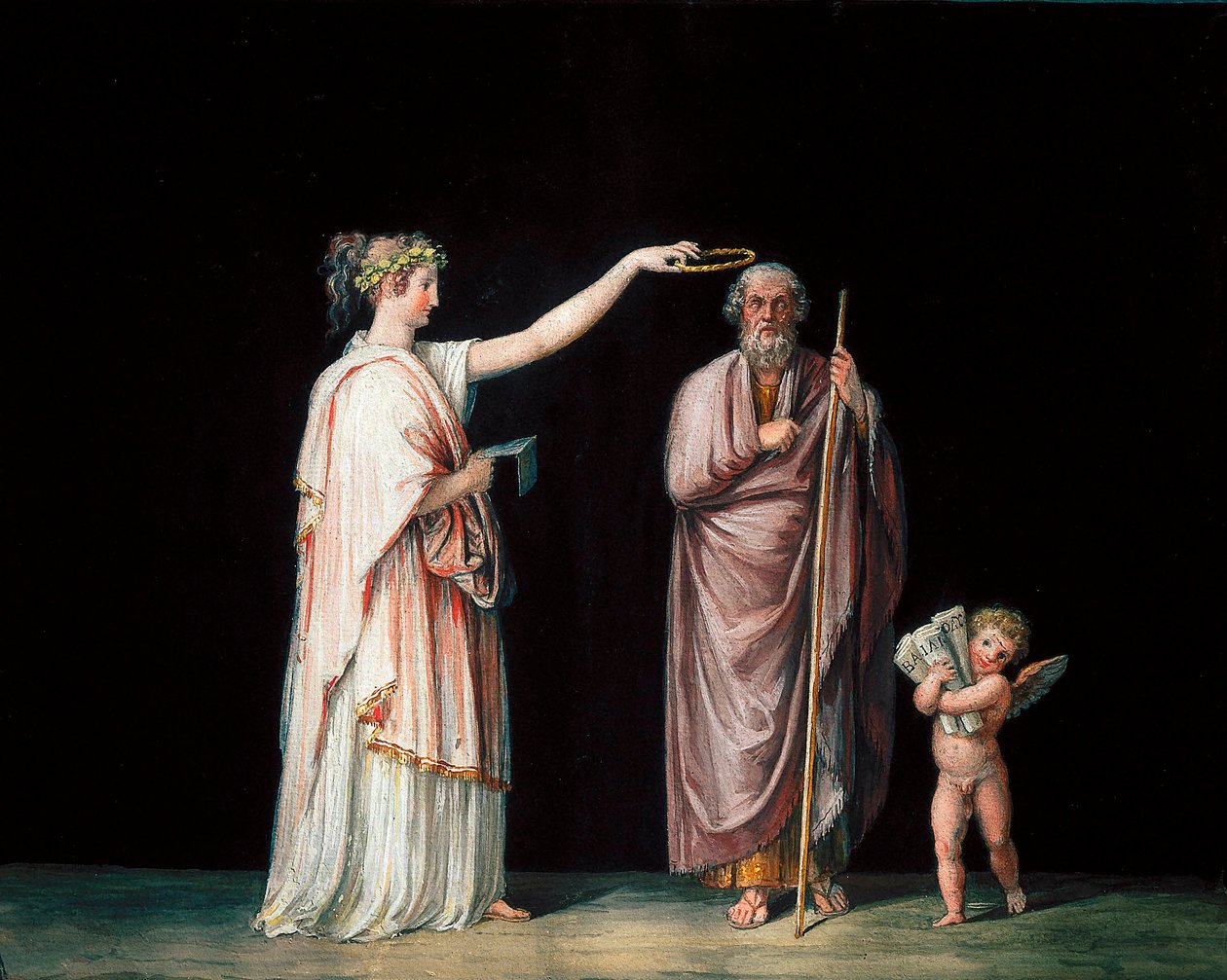 缪斯卡利奥佩和荷马。 安东尼奥·卡诺瓦（Antonio Canova，1757-1822 年）的蛋彩画，约 1798 年。 作者 安东尼奥·卡诺瓦
