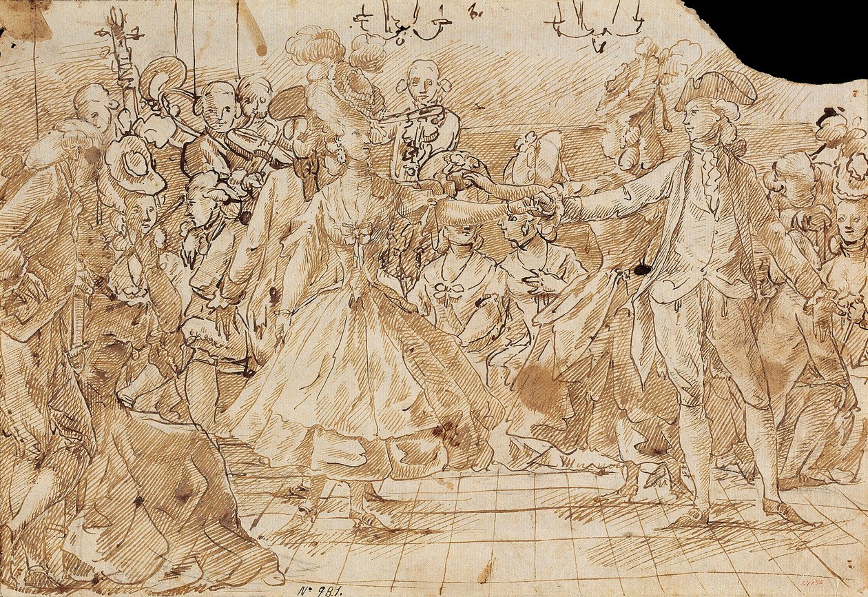 “小步舞曲” - 安东尼奥·卡萨诺瓦斯 (Antonio Casanovas) 的作品 Torrents (1752-1796) 小步舞曲钢笔，棕色印度墨水纸本 c. 1780 加泰罗尼亚国家艺术博物馆，巴塞罗那 20.9x30 作者 安东尼奥·卡萨诺瓦斯 i torrent