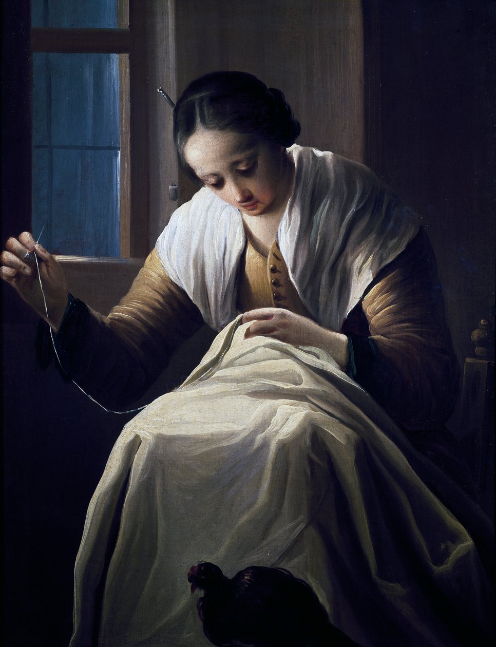 女裁缝，安东尼奥·西弗隆迪 (1657-1730) 作，布面油画 作者 安东尼奥·西弗隆迪