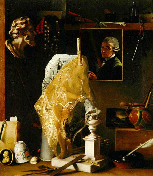 物品静物与自画像 作者 Antonio Cioci或Ciocchi