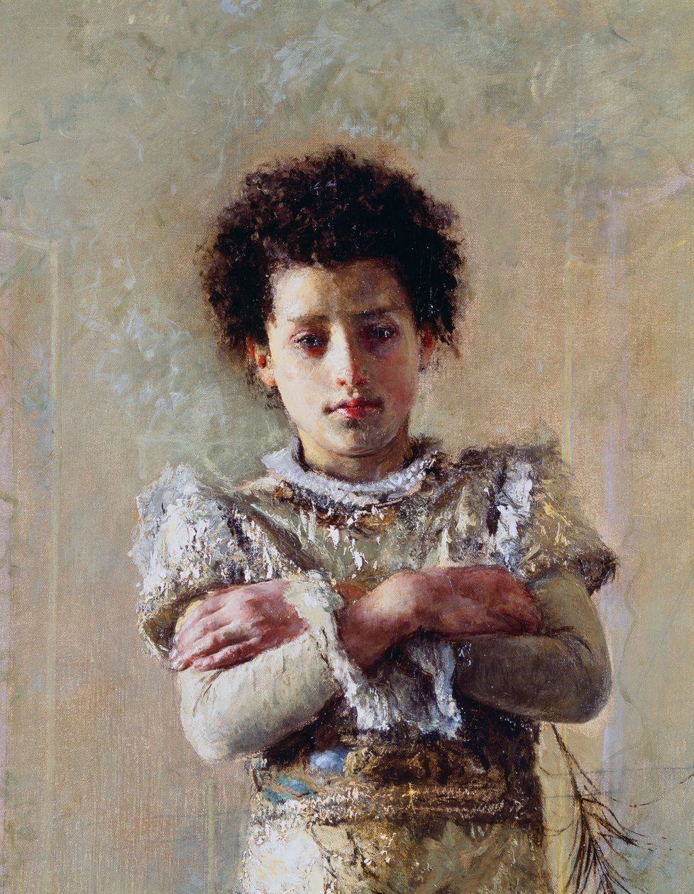杂技演员，细节，安东尼奥-曼奇尼（1852-1930），布面油画，250.5x111.5厘米 作者 安东尼奥·曼奇尼