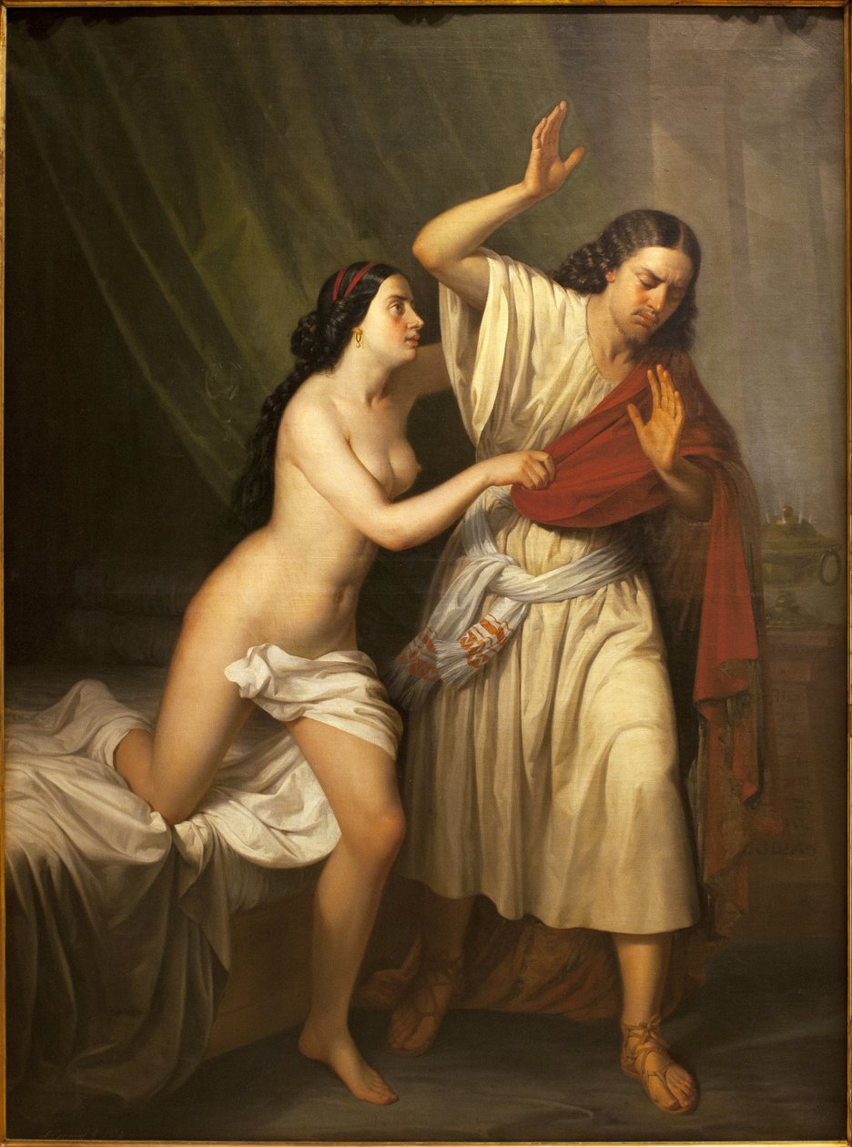 Joseph and the wife of Putiphar (Potiphar). Painting by Antonio Esquivel (1806-1857), oil on canvas 作者 AntonioMaríaEsquivel ySuárezde Urbina