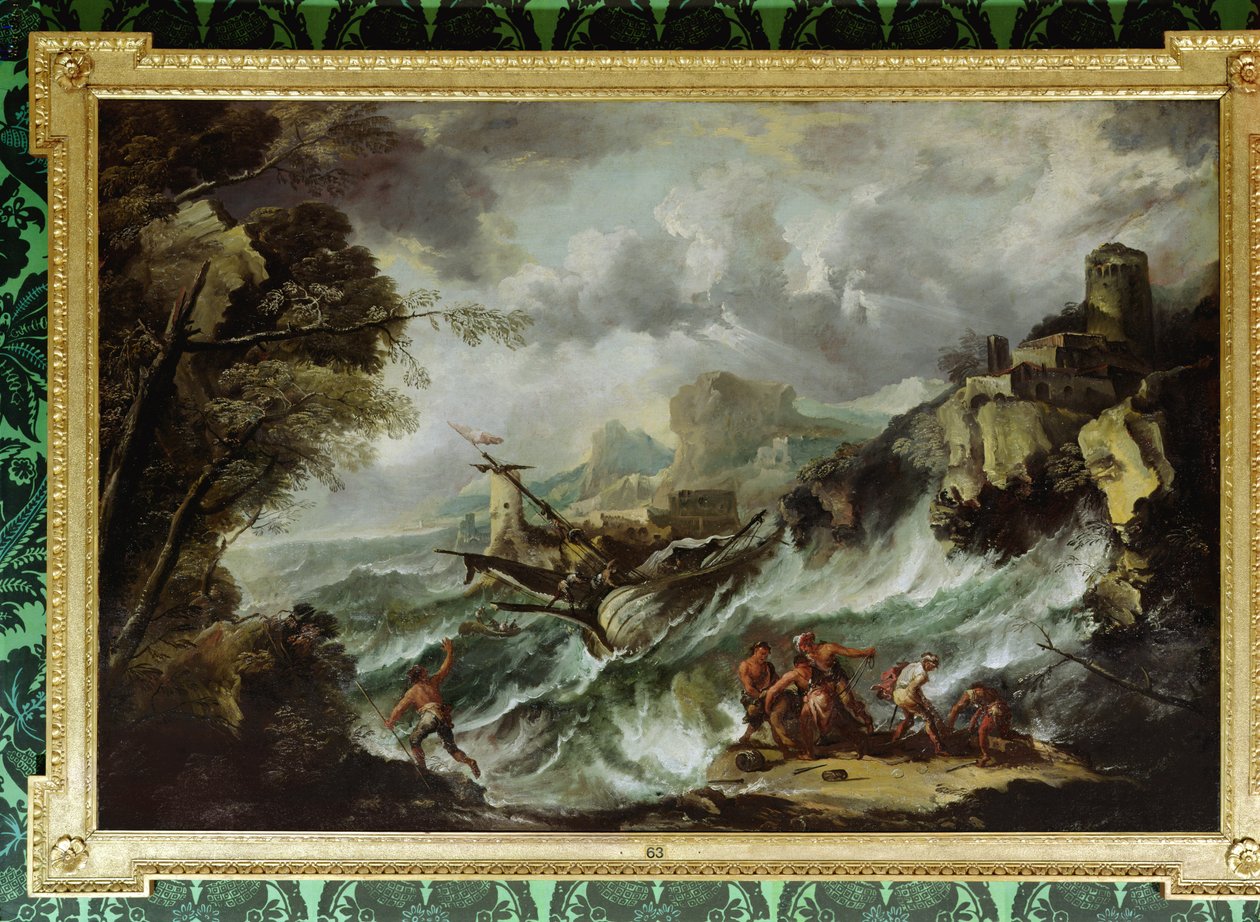 沉船海景，c.1700-07（布面油画）（另请参阅109199） 作者 安东尼奥·马里尼