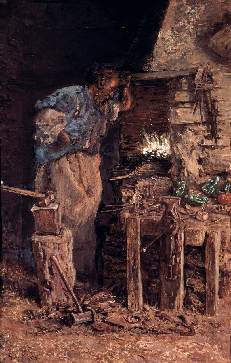 铁匠的金色婚礼（El herrero en bodas de oro）。Antoni Munoz i Degrain（1841-1924）的画作。布面油画 作者 安东尼奥·穆尼奥斯·德格莱恩
