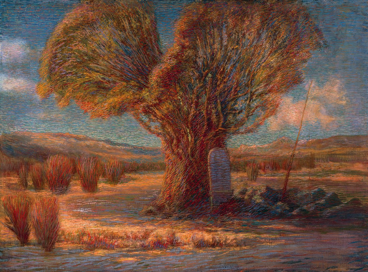 Caprera（松树），安东尼奥·帕西内蒂（1863-1940），布面油画，70x95 厘米。 意大利，20 世纪。 作者 安东尼奥·帕西内蒂