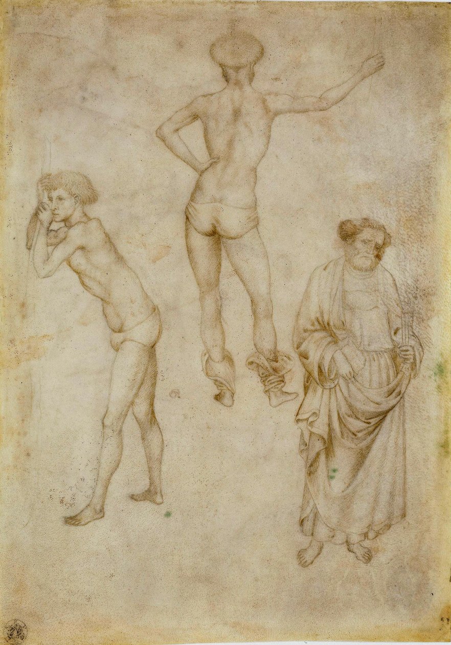 “男性人物和圣皮埃尔人物”（两个男性人物研究和圣彼得） Etude Dessin d