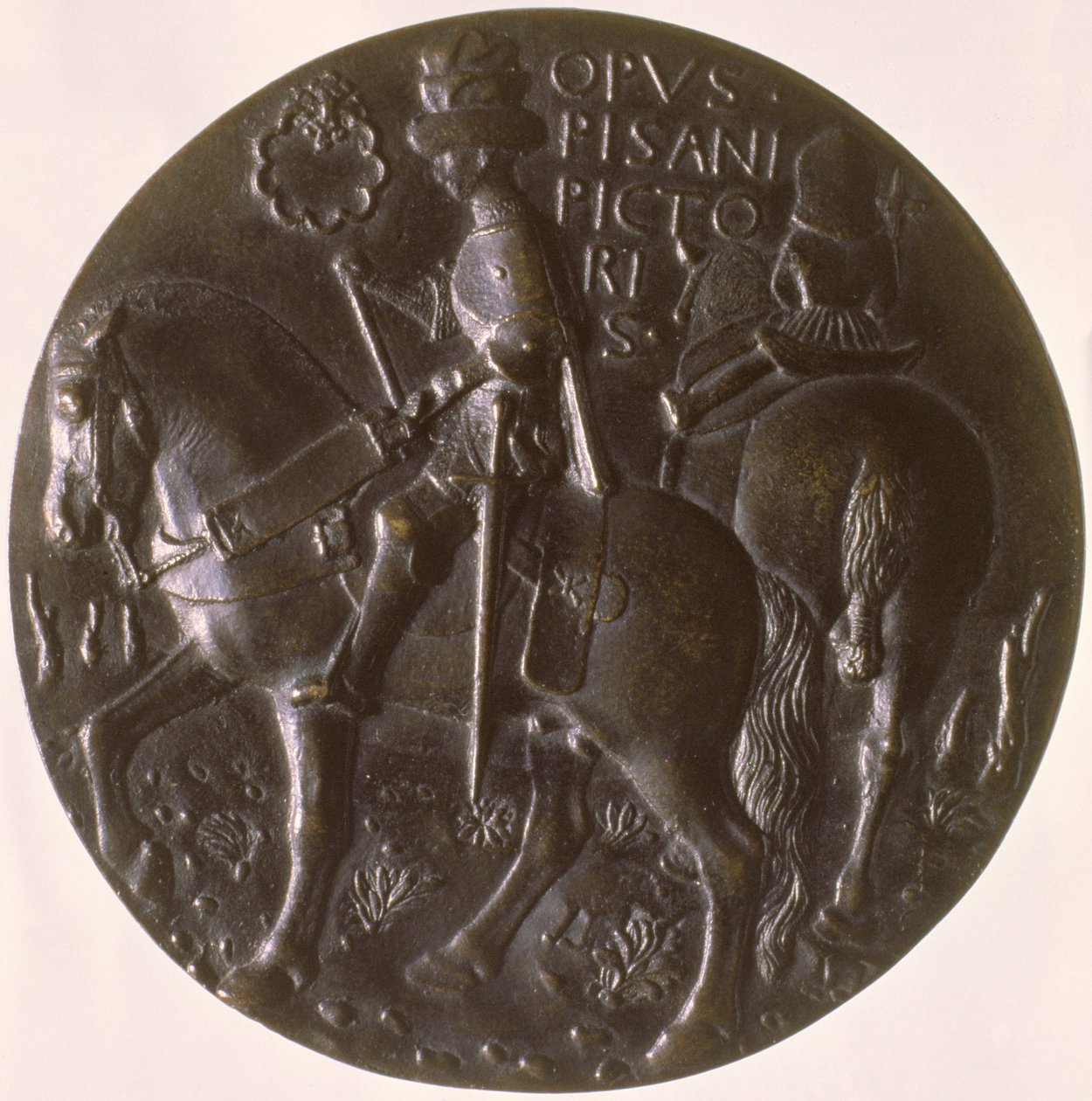 肖像奖章，反向描绘Gianfrancesco Gonzaga 13945-1444在一匹马上，1446-8青铜为正面看96843 作者 安东尼奥·皮萨内洛