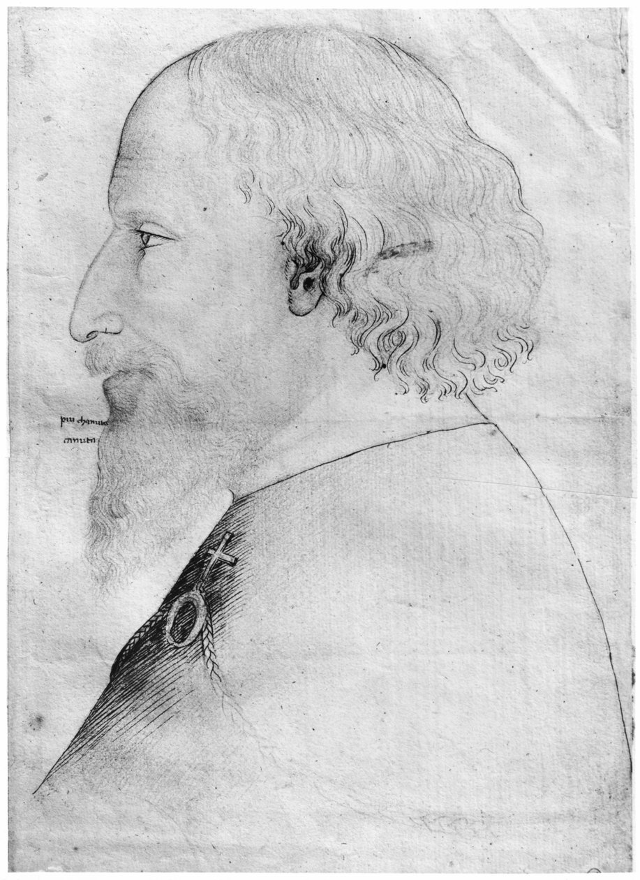 Sigismund，神圣罗马帝国皇帝，来自The Vallardi专辑（笔，墨水，铅笔和红色粉笔在纸上） 作者 安东尼奥·皮萨内洛