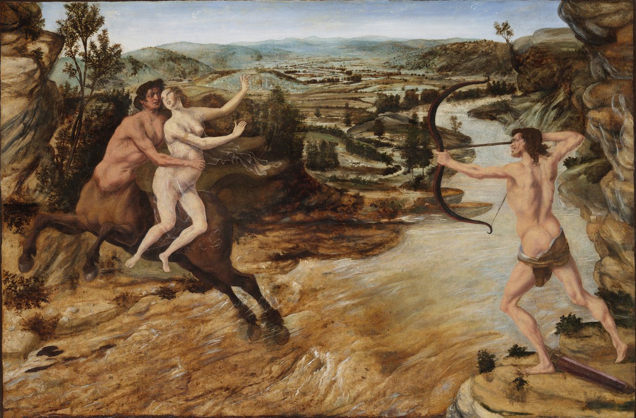 Hercules和Deianira，c.1475-80（面板上的油转移到画布上） 作者 安东尼奥·波莱尤洛