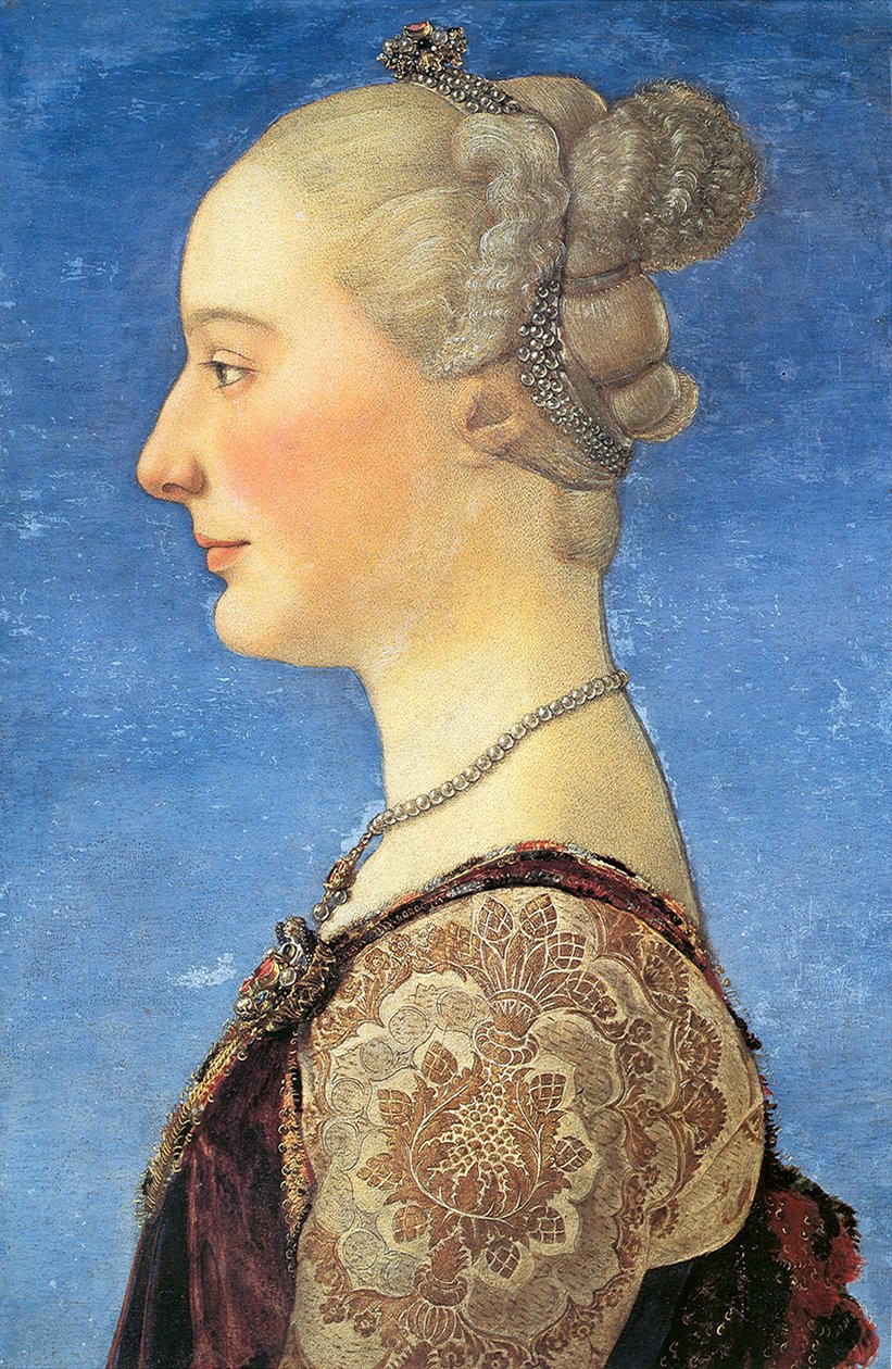 一位年轻女子的画像，1475年 作者 安东尼奥·波莱尤洛