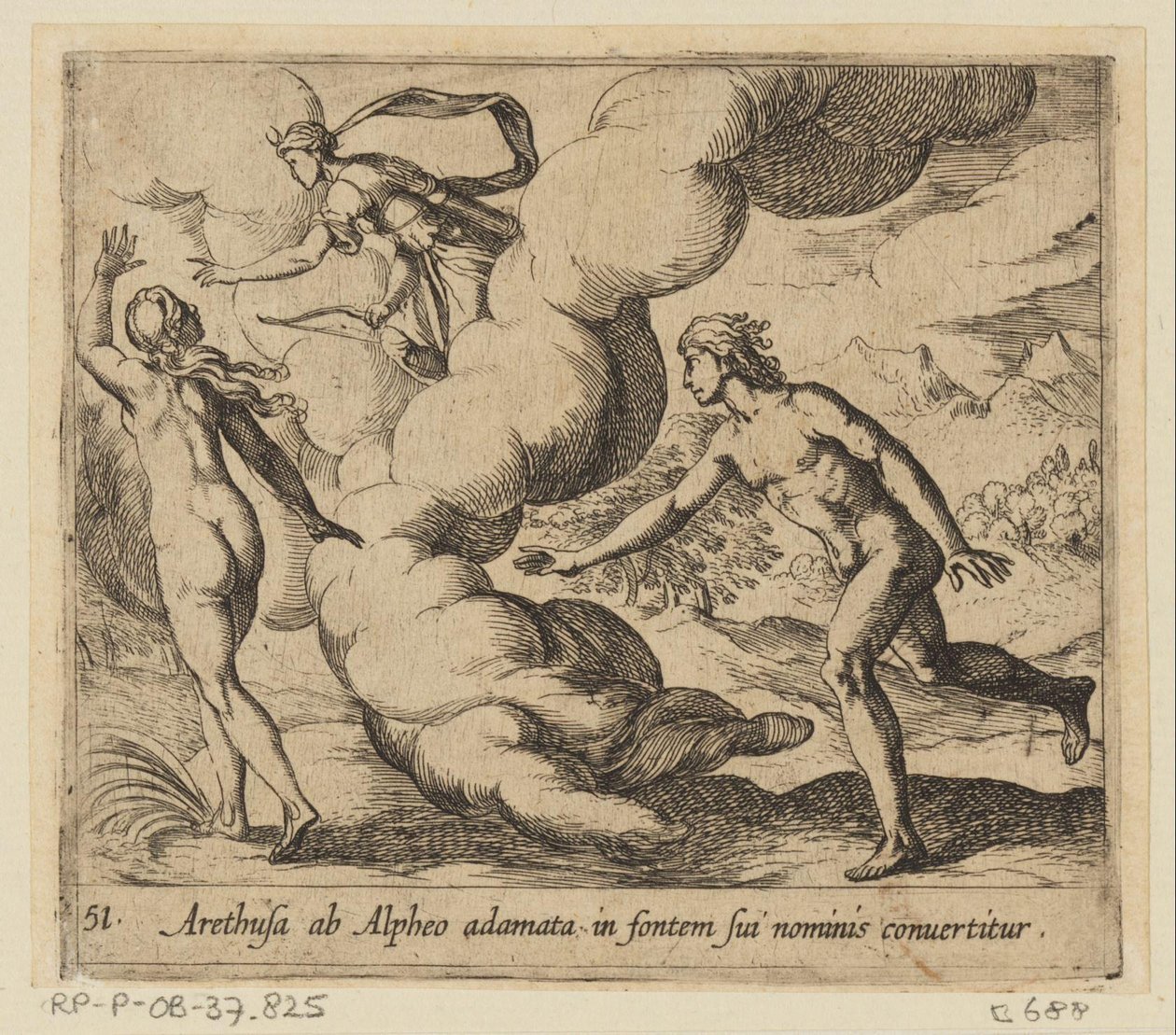 Arethusa 被阿尔费斯追赶
Arethusa ab Alpheo adamata in fontem sui nominis convertitur（关于对象的标题）
变形记》（丛书名）
奥维德的《变形记》（丛书名） 作者 安东尼奥·坦佩斯塔