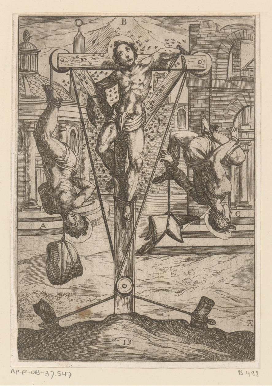 昆虫叮咬和绞刑
基督教殉教者遭受的酷刑（系列标题）
Varia tormentorum et supplicioru crudelium（......）（系列标题） 作者 安东尼奥·坦佩斯塔