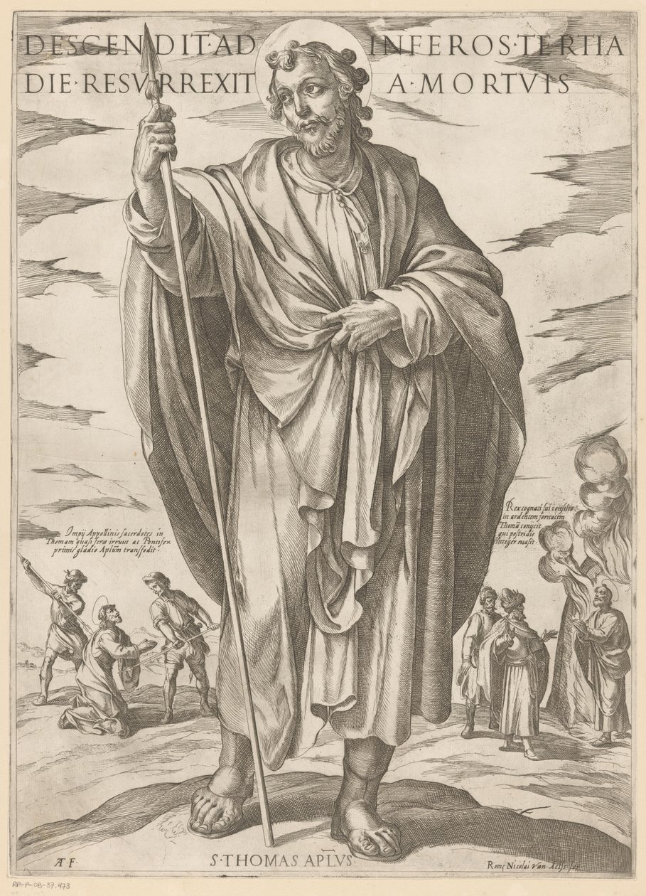 神圣的托马斯
Descendit ad inferos tertia die resurrexit a mortuis（物上标题）
Christus, Maria en de apostelen（系列标题） 作者 安东尼奥·坦佩斯塔