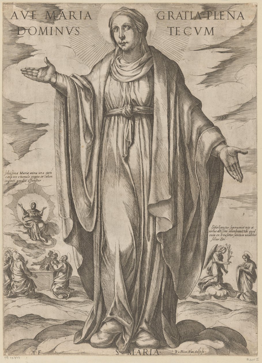 玛丽亚
万福玛丽亚（物品上的标题）
Christus, Maria en de apostelen（系列标题） 作者 安东尼奥·坦佩斯塔