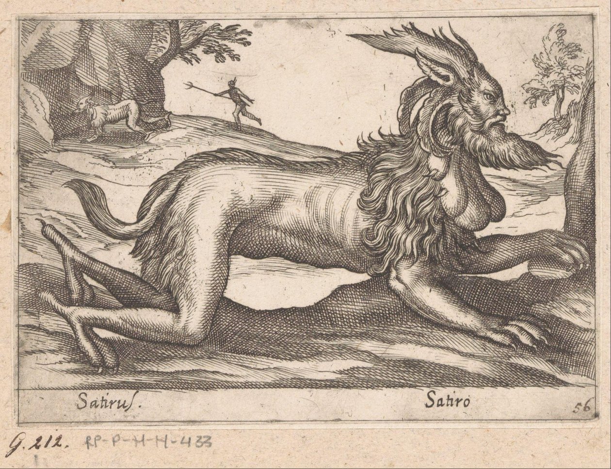 怪物
Satirus/ Satyr（物品上的标题）
Dieren en fabelwezens（系列名称）
Nova raccolta de li animali più curiosi del mondo（系列名称） 作者 安东尼奥·坦佩斯塔