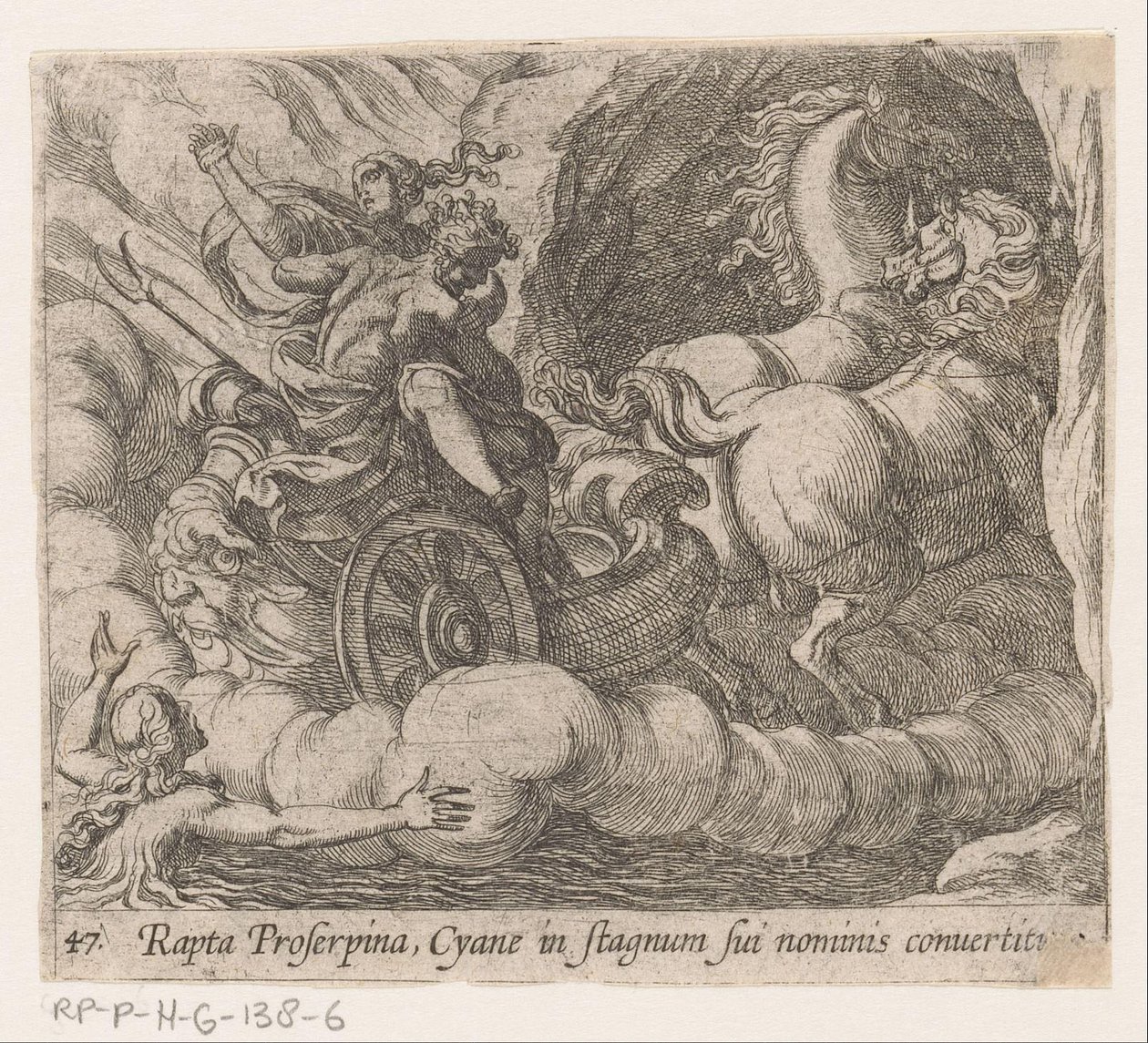 冥王星将普罗塞斯皮娜送入赛恩之海
Rapta Proserpina, Cyane in stagnum sui noninis convertitur（物名）
Metamorphoseon sive transformationum（系列标题）
Metamorfosen van Ovidius（系列标题） 作者 安东尼奥·坦佩斯塔