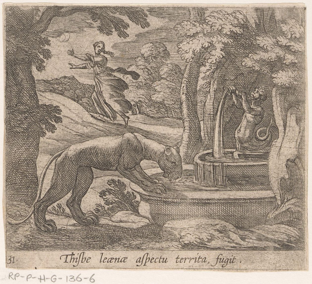 Thisbe 逃离泉边的母狮
Thisbe leaenae aspectu territa fugit（物体标题）
变形记》（丛书名）
奥维德变形记》（系列标题） 作者 安东尼奥·坦佩斯塔