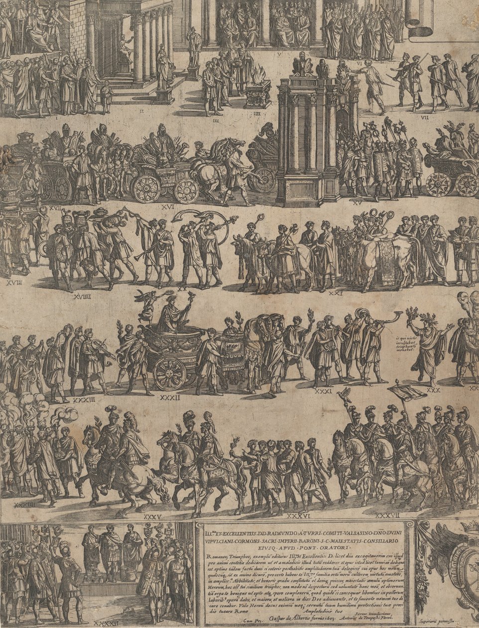 罗马皇帝左侧的凯旋图，1603年。 作者 安东尼奥·坦佩斯塔