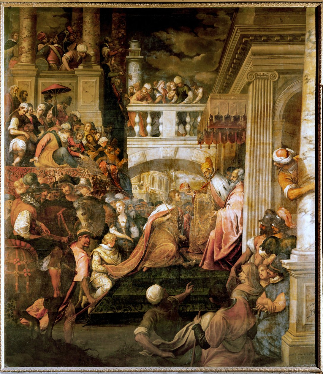 拜占庭皇帝博多因一世加冕（布面油画） 作者 安东尼奥·瓦西拉奇（Antonio Vassilacchi）