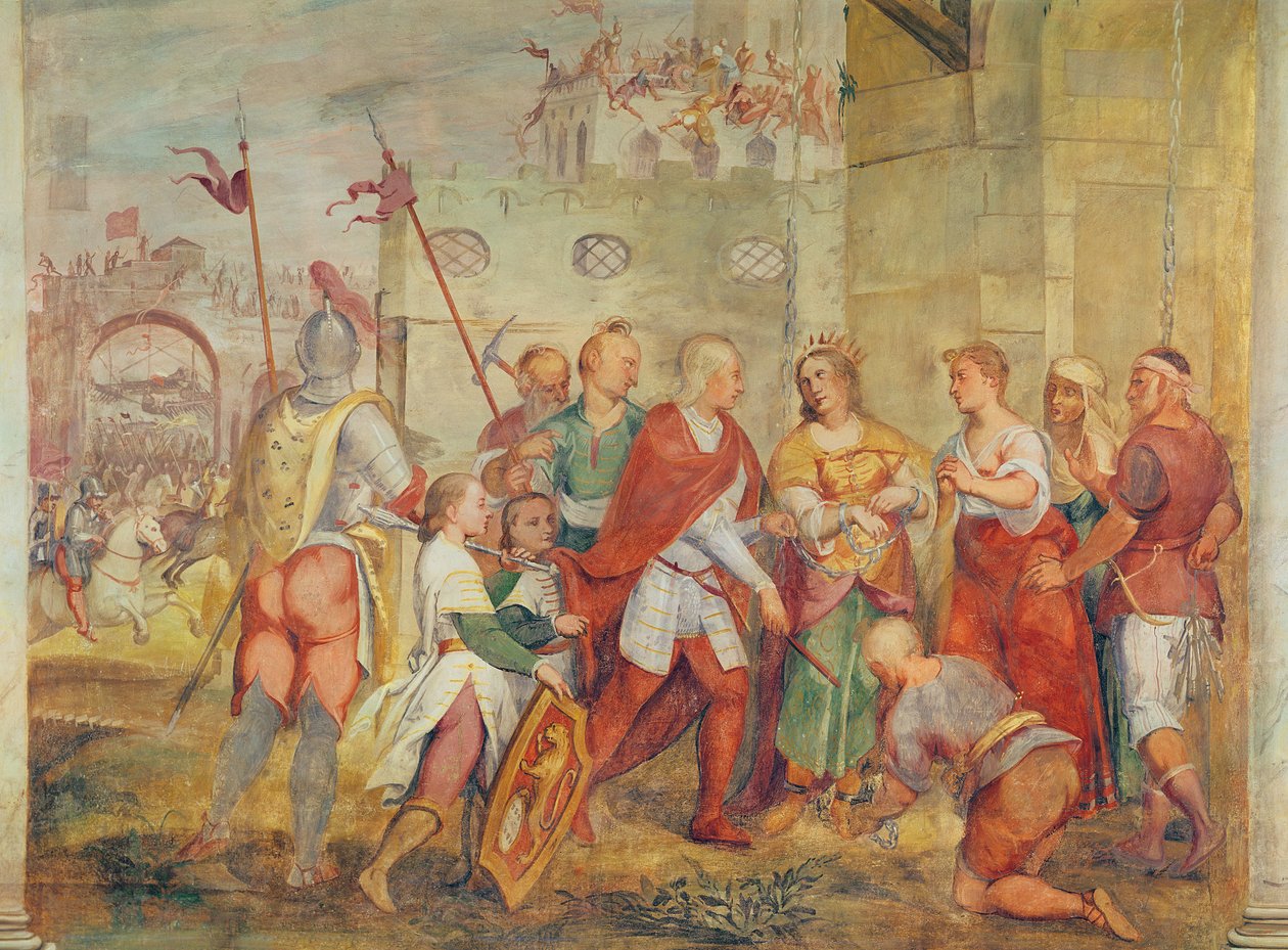 Jacopo Barbarigo于1426年从土耳其人手中解放匈牙利的玛格丽特女王（壁画） 作者 安东尼奥·瓦西拉奇（Antonio Vassilacchi）