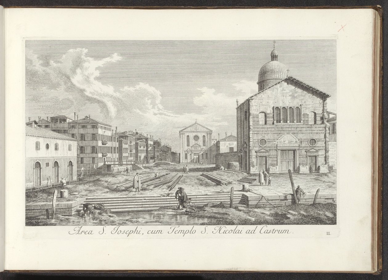 威尼斯卡斯特罗圣朱塞佩教堂景观
Area S. Josephi, cum Templo S. Nicolai ad Castrum（物体上的标题）
威尼斯的建筑和广场景观（系列标题）
Urbis Venetiarum prospectus celebriores, ex Antonii Canal tabulis 作者 安东尼奥·维森蒂尼