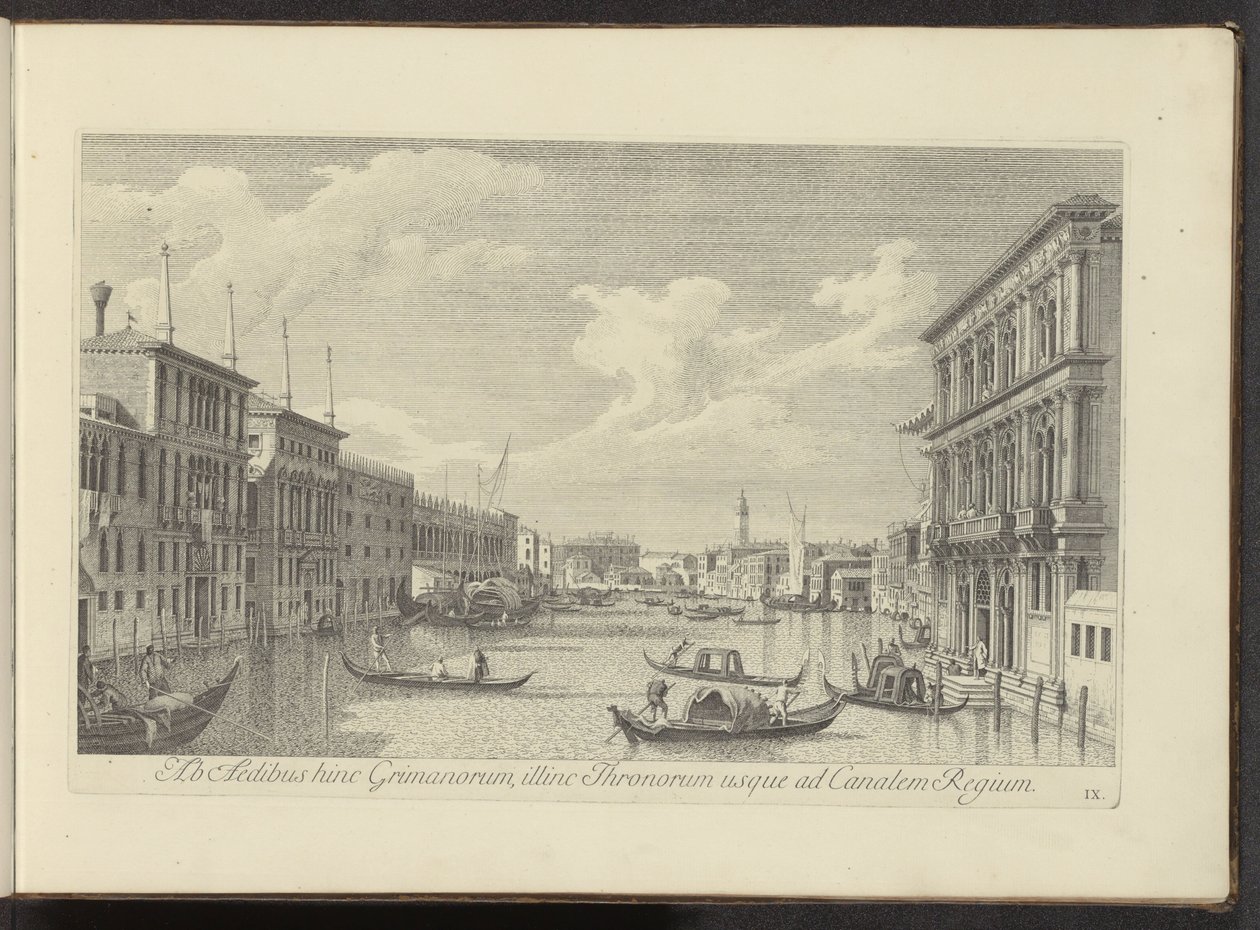 Gezicht op het Canal Grande en Palazzo Vendramin-Calergi te Venetië
Ab aedibus hinc Grimanorum, illinc Thronorum usque ad Canalem Regium （物上标题）
Urbis Venetiarum prospectus celebriores, ex Antonii Canal tabulis XXXVIII aere expressi ab Antonio 作者 安东尼奥·维森蒂尼