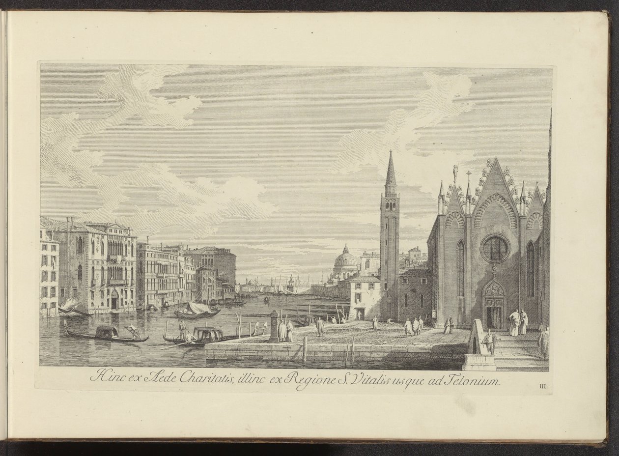 Gezicht op het Canal Grande en de Chiesa di Santa Maria della Carità te Venetië
Hinc ex aede Charitatis, illinc ex Regione S. Vitalis usque ad Telonium （物上标题）
Urbis Venetiarum prospectus celebriores, ex Antonii Canal tabulis XXXVIII aere expre 作者 安东尼奥·维森蒂尼