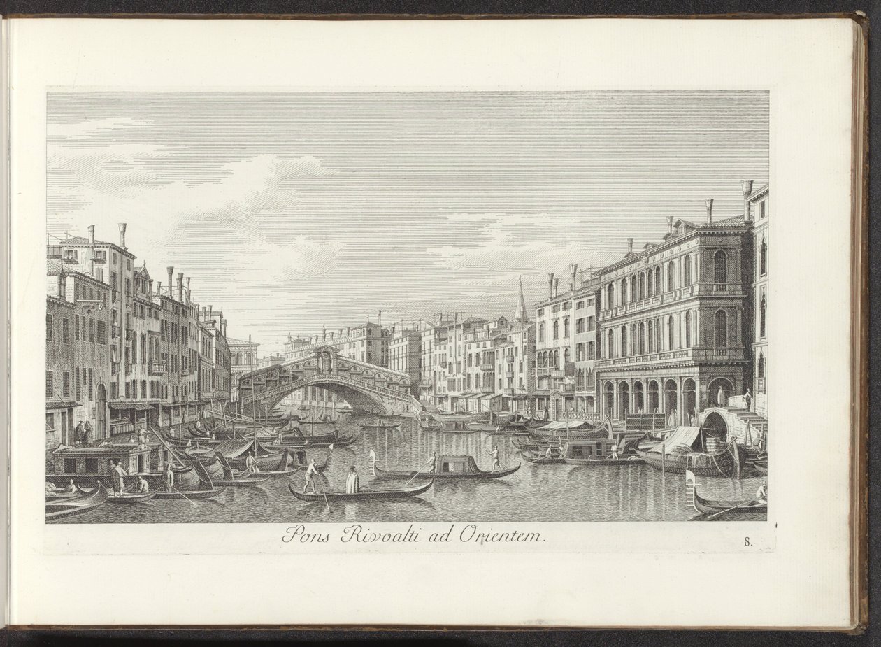 威尼斯大运河和里亚尔托布鲁克的景观
Pons Rivoalti ad Orientem（物品上的标题）
Urbis Venetiarum prospectus celebriores, ex Antonii Canal tabulis XXXVIII aere expressi ab Antonio Vissentini in partes tres distributi. 作者 安东尼奥·维森蒂尼