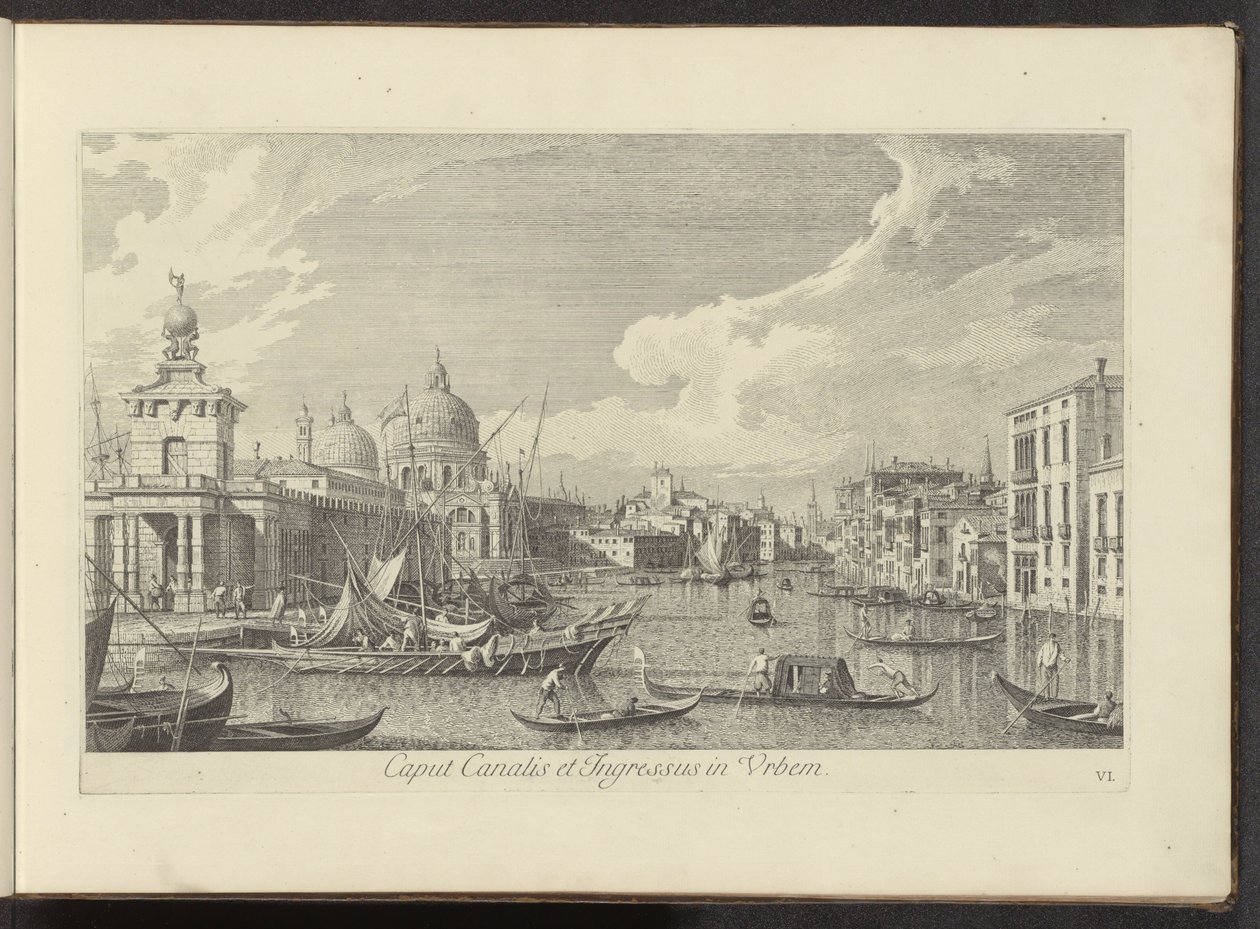 威尼斯大运河遗址
Caput Canalis et Ingressus in Urbem（物品上的标题）
Urbis Venetiarum prospectus celebriores, ex Antonii Canal tabulis XXXVIII aere expressi ab Antonio Vissentini in partes tres distributi. 作者 安东尼奥·维森蒂尼