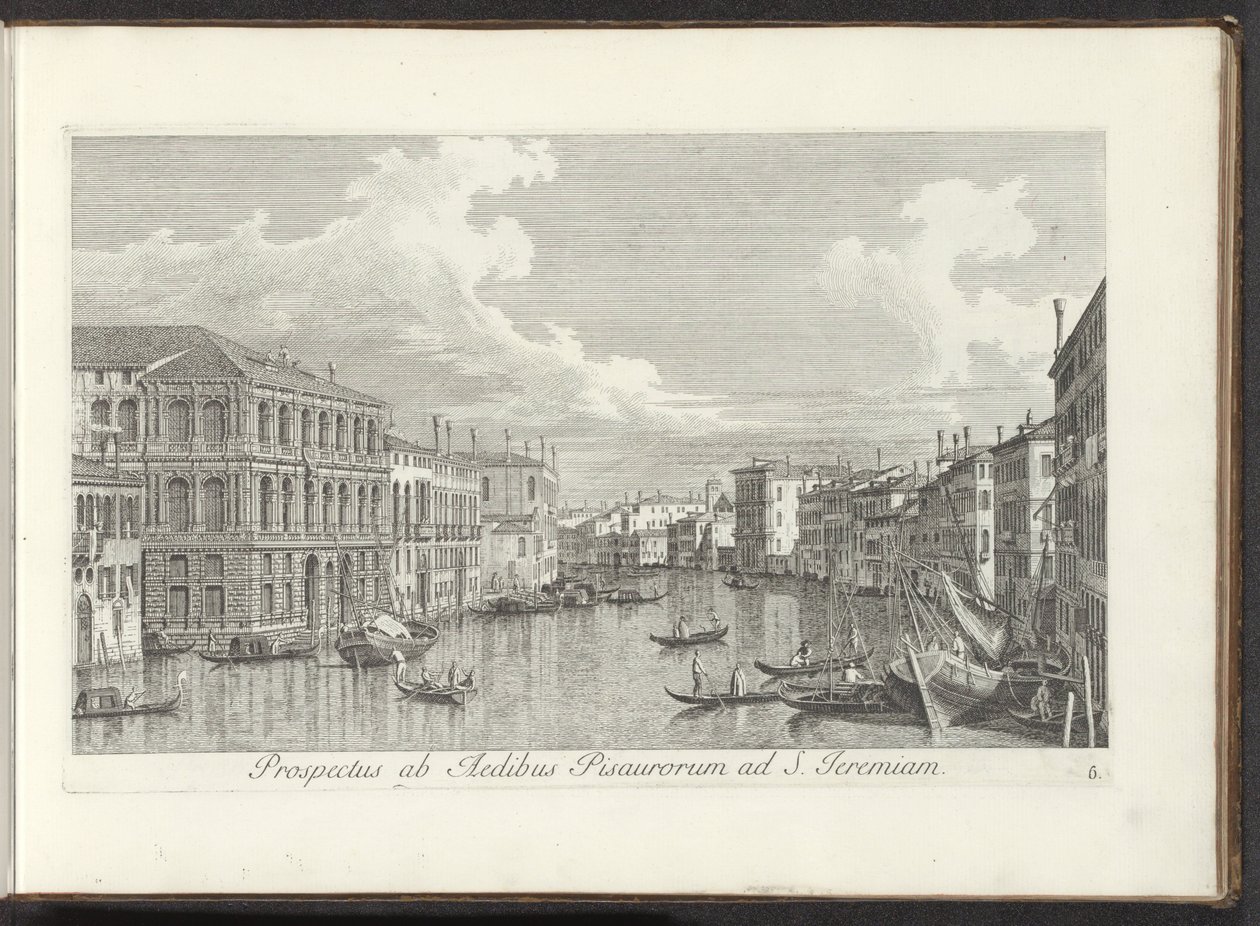 Gezicht op het Canal Grande te Venetië
Prospectus ab Aedibus Pisaurorum ad S. Jeremiam（物品上的标题）
Urbis Venetiarum prospectus celebriores, ex Antonii Canal tabulis XXXVIII aere expressi ab Antonio Vissentini in partes tres distributi. 作者 安东尼奥·维森蒂尼