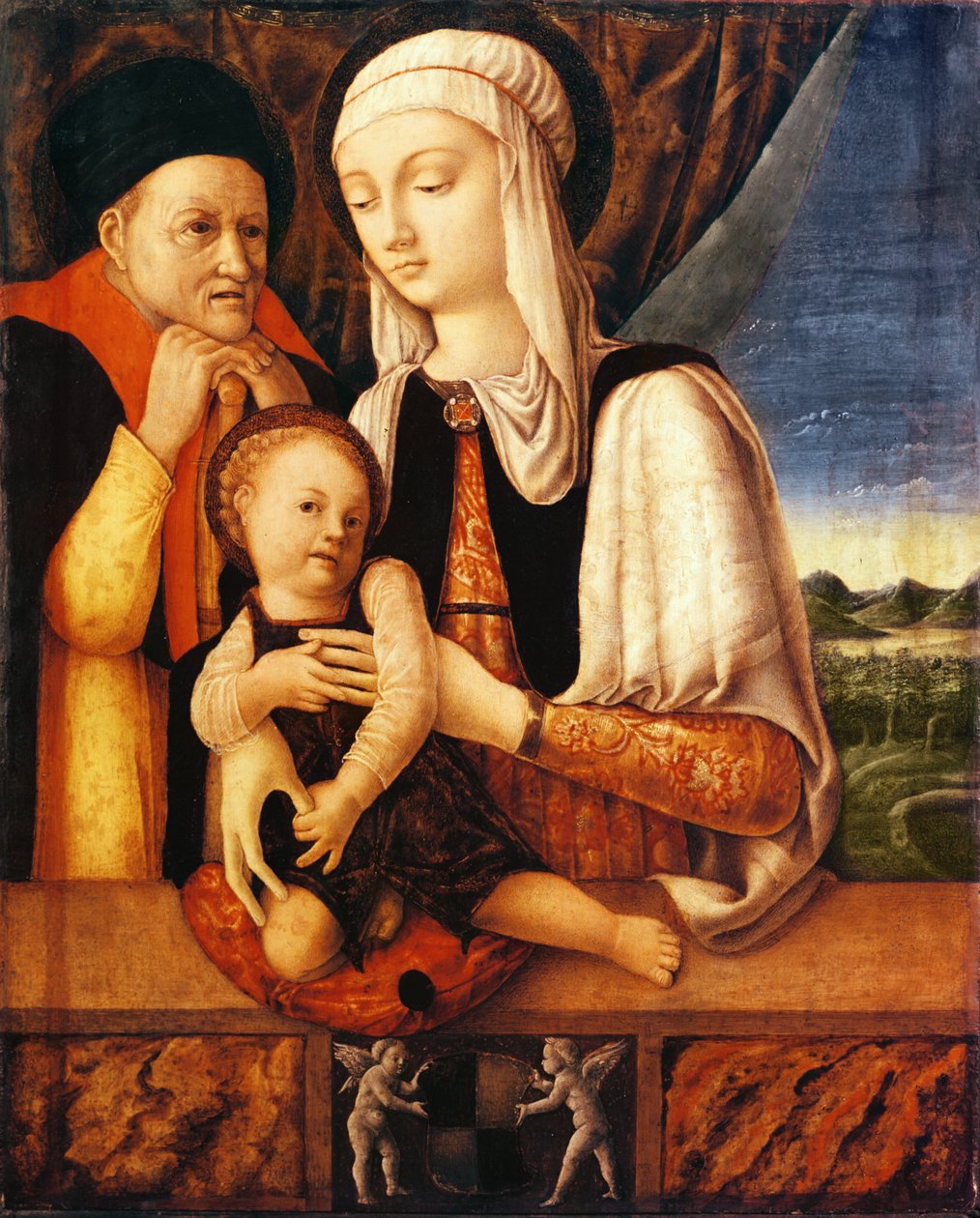 神圣家族（Barbara de Brandeboug，曼图亚公爵夫人的徽章），1450-60（石油） 作者 安东尼奥·维瓦里尼（Antonio Vivarini）