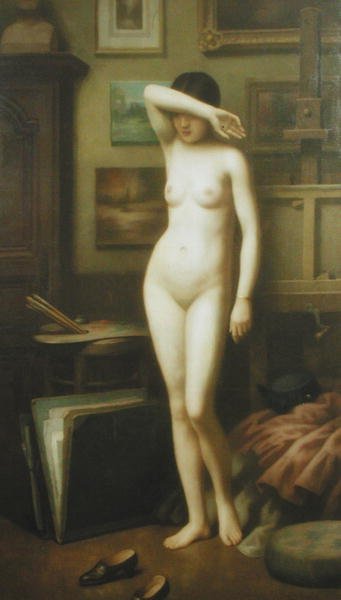 不情愿的模特，约1910-20（布面油画）。 作者 安东尼·特朗塞