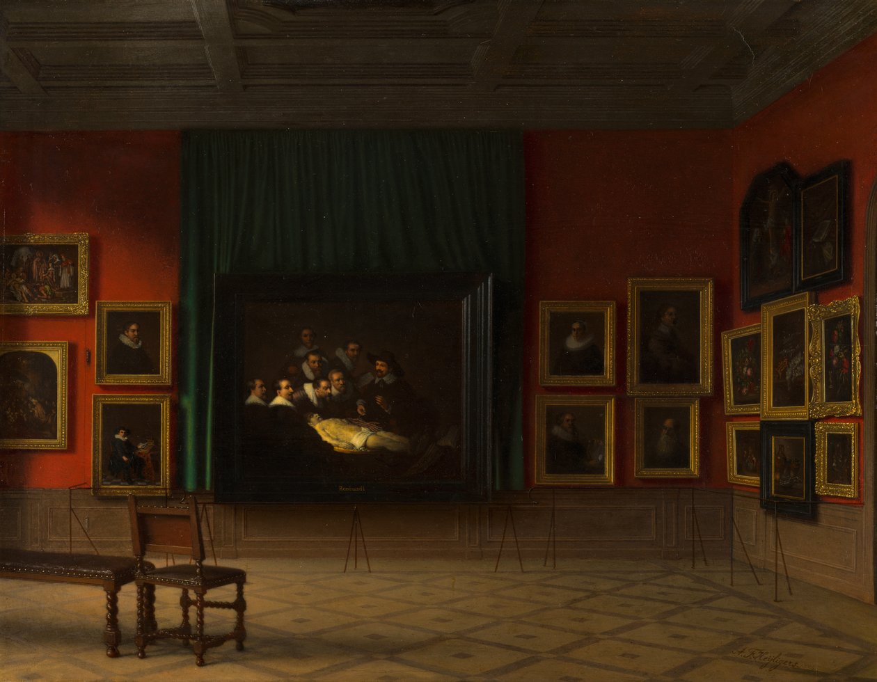 1884年在Mauritshuis的伦勃朗室的内部 作者 安东尼·弗朗索瓦·海里格斯