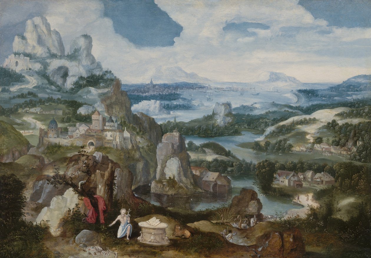 the悔圣杰罗姆风景，1530-40 作者 安特卫普学校