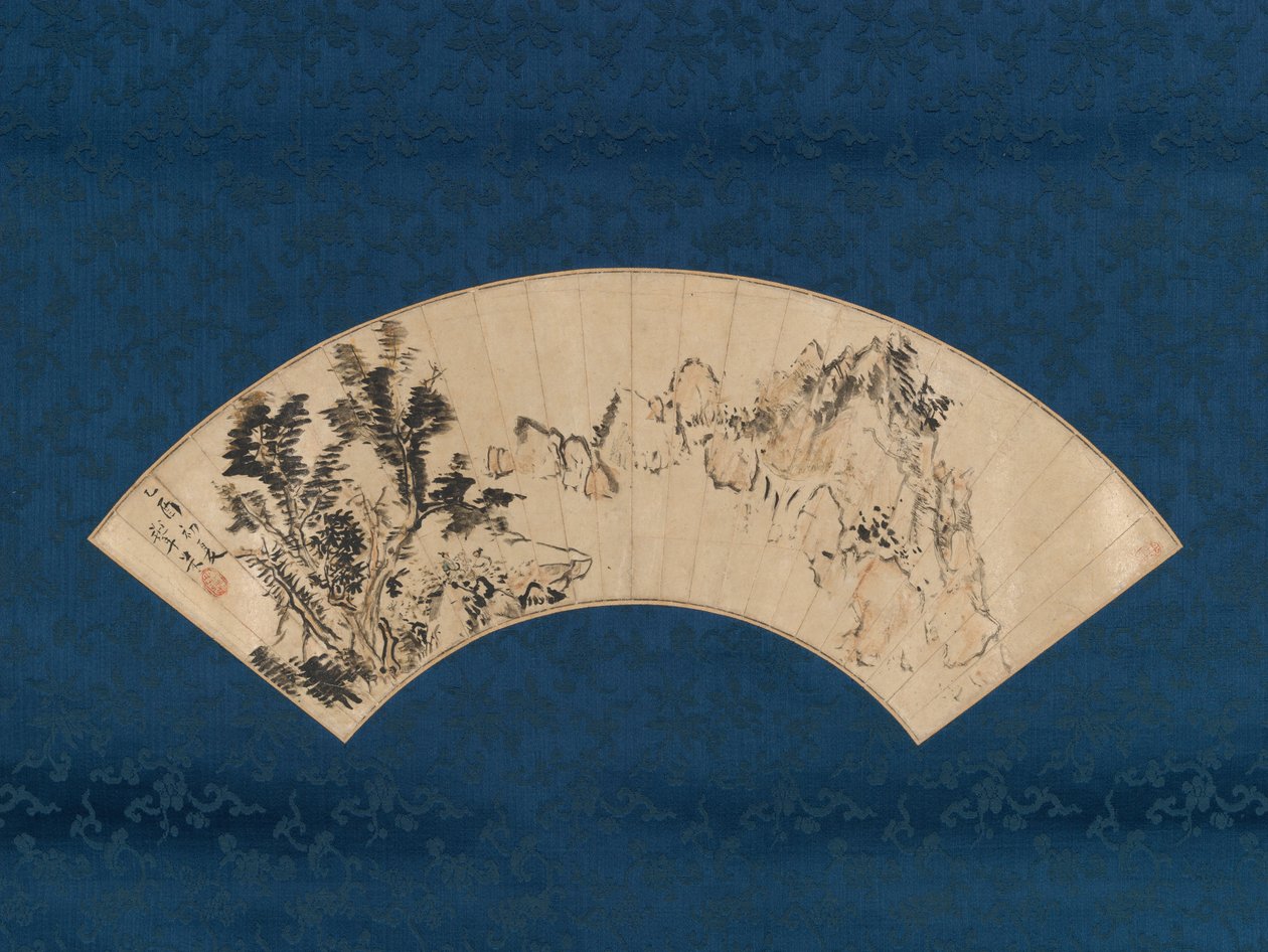在山间峡谷边准备茶水，1825年。 作者 青木木北