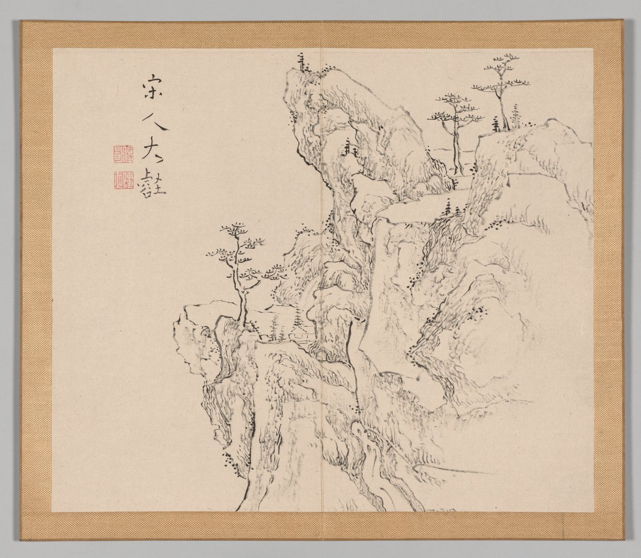 Ikeno Taiga之后的景观研究双专辑，第2卷，第1页，第18世纪。 作者 青木宿也