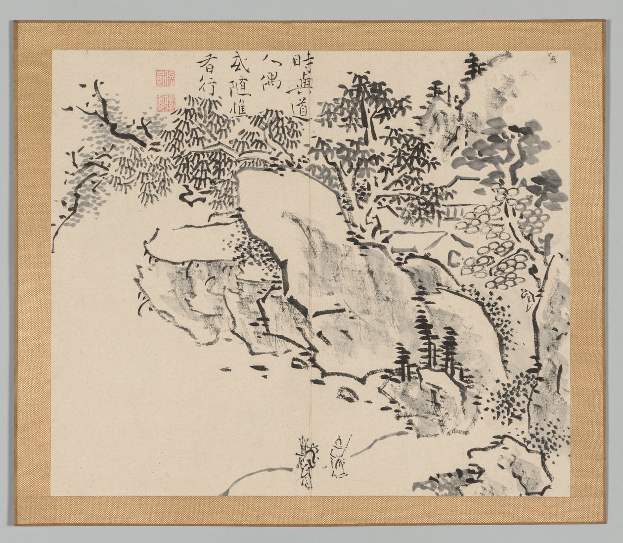 Ikeno Taiga之后的景观研究双专辑，第2卷，第34页，18世纪。 作者 青木宿也