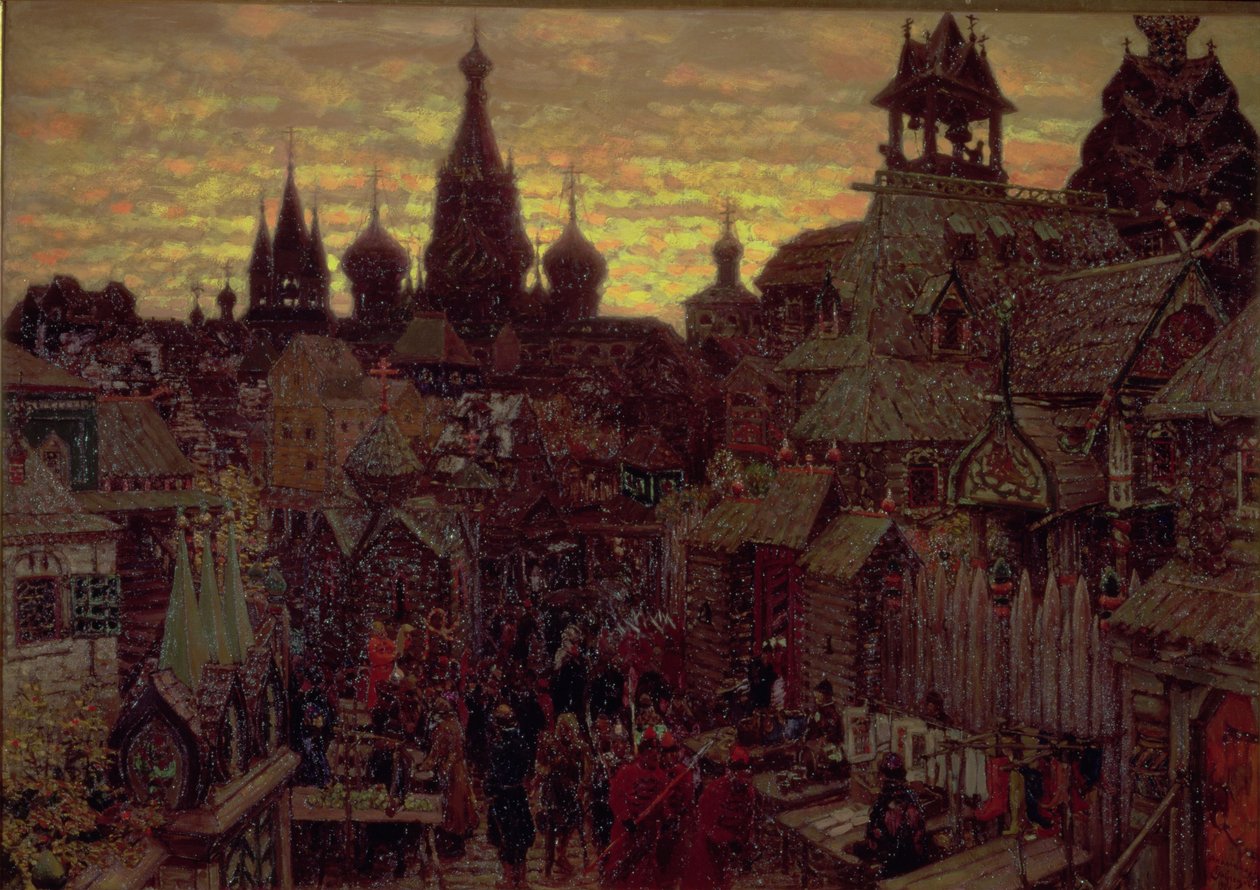 1900年，17世纪莫斯科，Kitay Gorod的街道 作者 阿波利纳里（Apollinari Mikhailovich Vasnetsov）