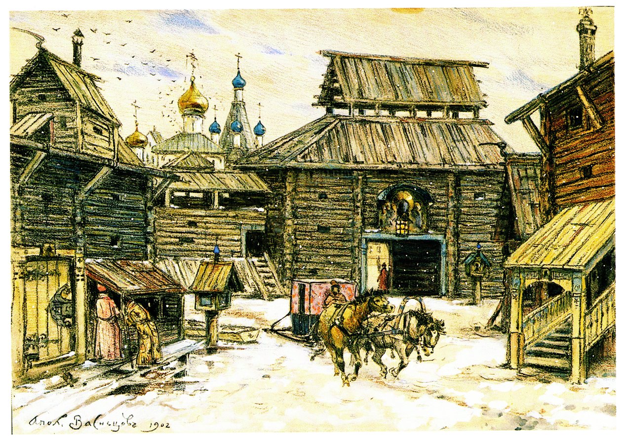 老莫斯科。木城，1902年 作者 阿波利纳里（Apollinari Mikhailovich Vasnetsov）